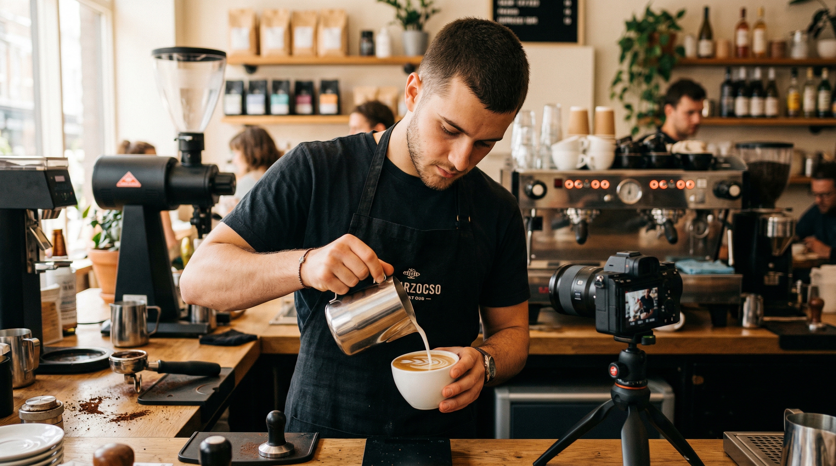 barista creating content